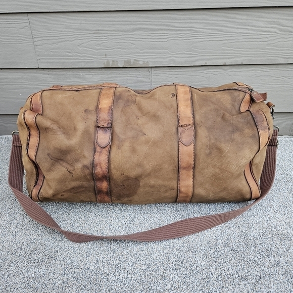 J. Crew Other - Vintage J CREW Oarsman Rugged Leather Weekender Bag Large Travel Duffle Worn